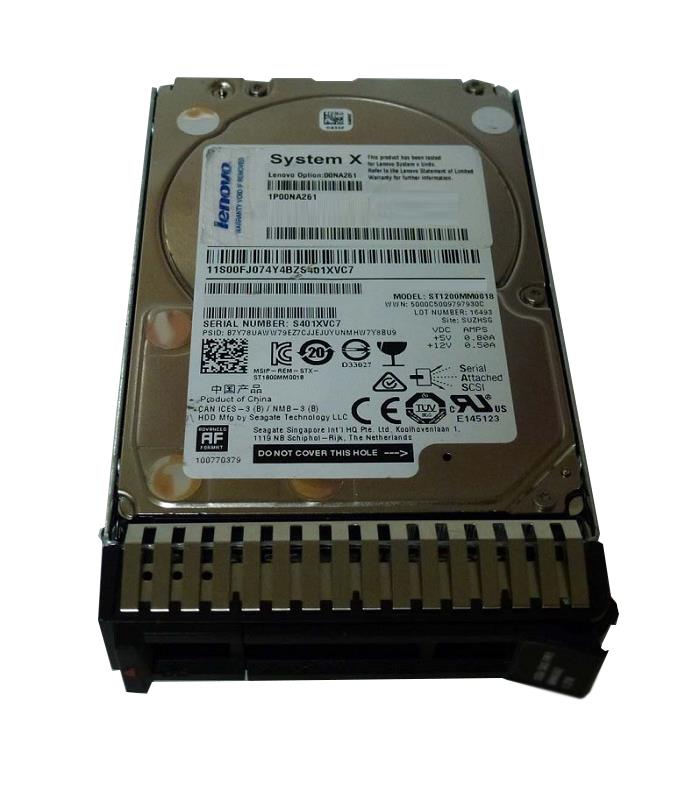 00NA256 Lenovo 900GB 10000RPM SAS 12Gbps 2.5-inch Internal Hard Drive