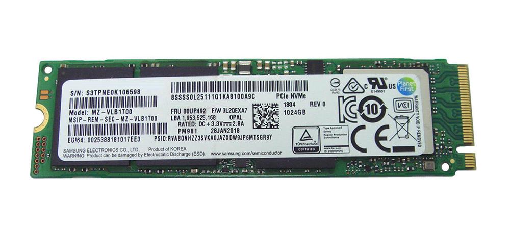 00UP492 Lenovo 1TB TLC PCI Express 3.0 x4 NVMe (Opal 2.0) M.2 2280 Internal Solid State Drive (SSD)