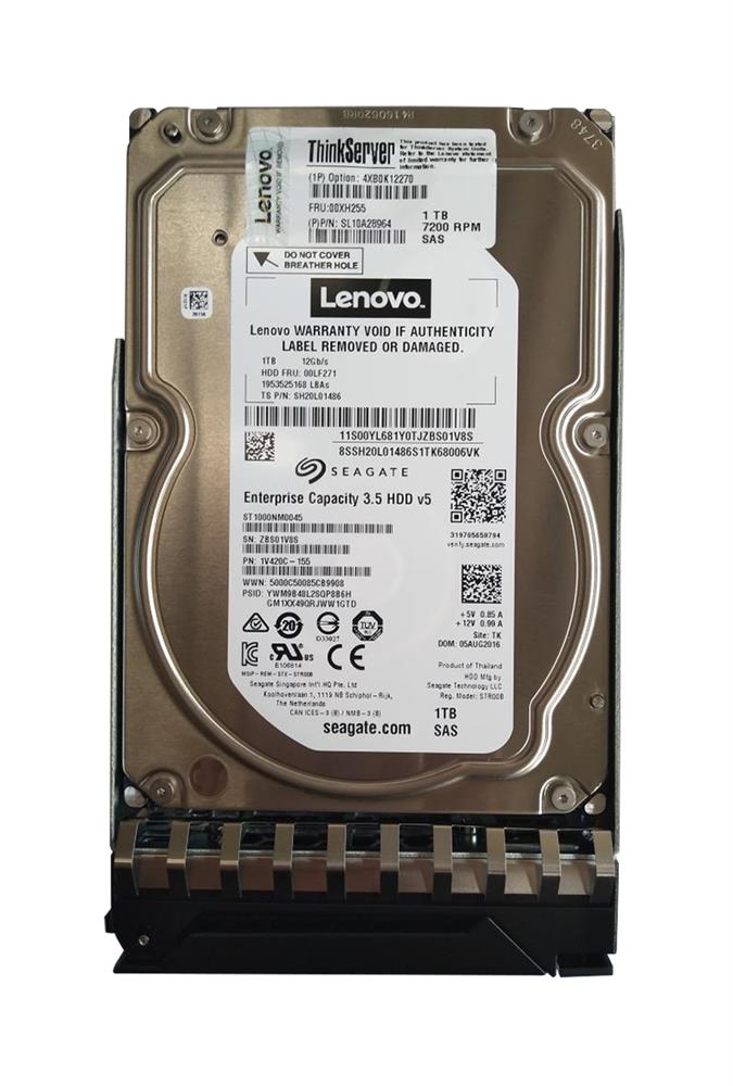 00XH255 Lenovo 1TB 7200RPM SAS 12Gbps Hot Swap (512n) 3.5-inch Internal Hard Drive for ThinkServer TS460