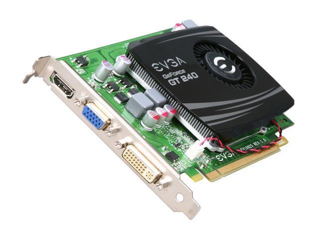 01GP31236LX EVGA Nvidia GeForce GT240 1GB DDR3 128-Bit DVI / VGA / HDMI PCI-Express 2.0 x16 Video Graphics Card
