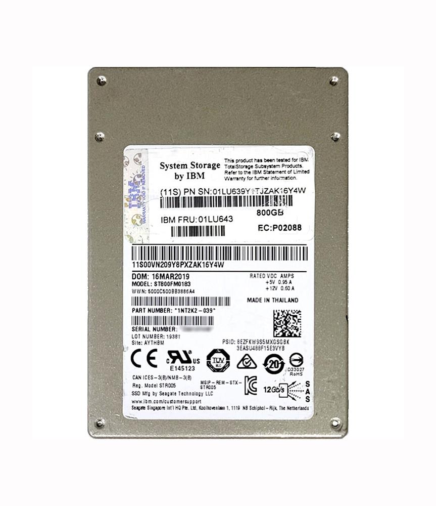 01LU643 IBM 800GB 1200.2 Series eMLC SAS 12Gbps Dual Port Mainstream Endurance (SED) 2.5-inch Internal Solid State Drive (SSD)