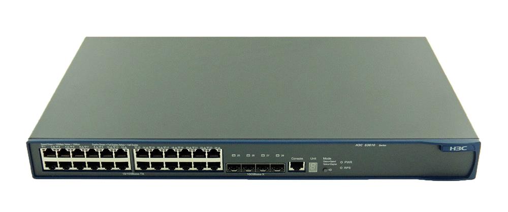 0235A22E 3Com S3610-28TP Layer 3 Switch 2 x SFP (mini-GBIC) 24 x 10/100Base-TX, 2 x 10/100/1000Base-T (Refurbished)