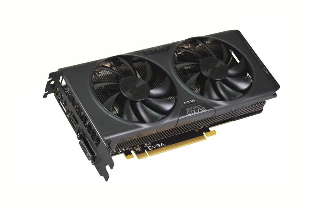 02GP42758AR EVGA GeForce GTX 750 FTW 2GB GDDR5 PCI Express DVI/ HDMI/ DisplayPort Video Graphics Card with ACX Cooler