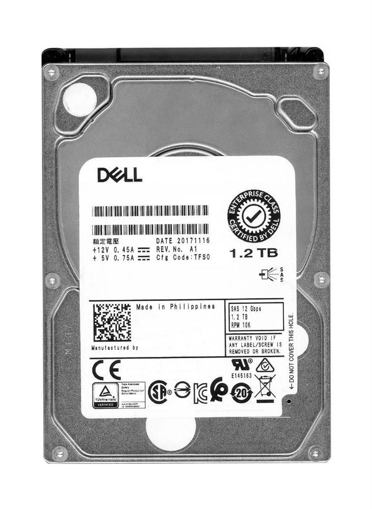 05J10C Dell 1.2TB 10000RPM SAS 12Gbps Hot Swap (512n) 2.5-inch Internal Hard Drive with 3.5-inch Hybrid Carrier