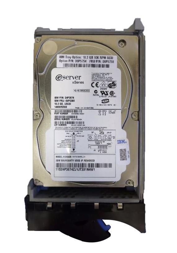 06P5758 IBM 18.2GB 10000RPM Ultra-160 SCSI 80-Pin Hot Swap 3.5-inch Internal Hard Drive