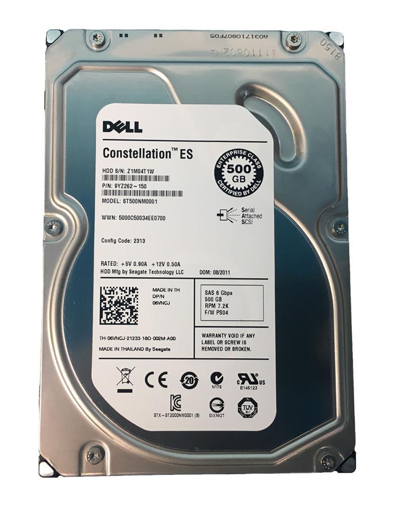 06VNCJ Dell 500GB 7200RPM SAS 6Gbps Nearline 64MB Cache 3.5-inch Internal Hard Drive