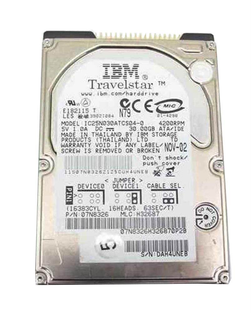 07N8326 IBM Travelstar 40GN 30GB 4200RPM ATA-100 2MB Cache 2.5-inch Internal Hard Drive