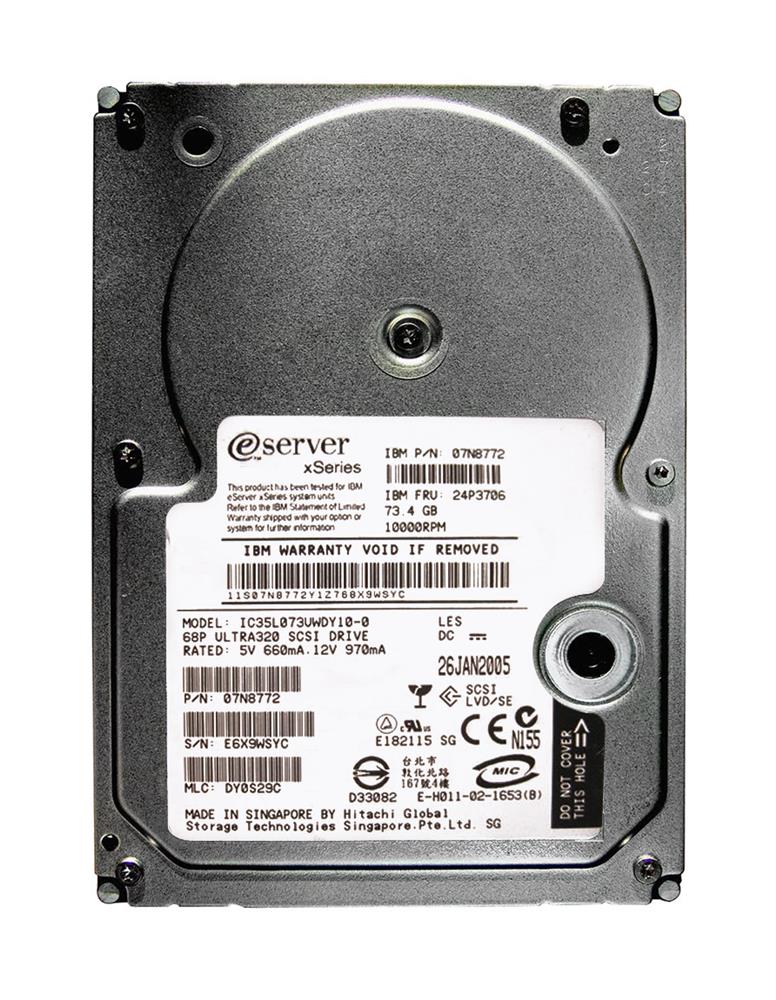 07N8772 IBM Ultrastar 146Z10 73.4GB 10000RPM Ultra-320 SCSI 68-Pin 8MB Cache 3.5-inch Internal Hard Drive