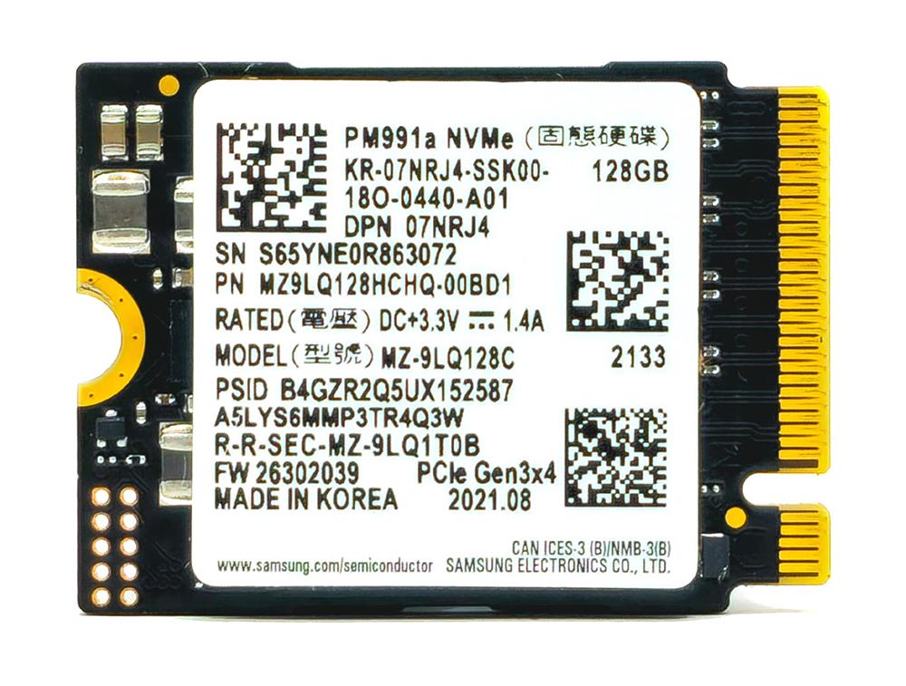 07NRJ4 Dell 128GB Triple-Level Cell PCI Express NVMe 3.0 x4 SSD