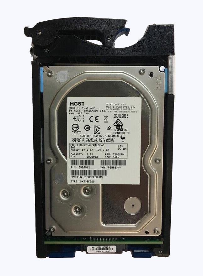 0B26912 EMC 2TB 7200RPM SAS 3.5-inch Internal Hard Drive