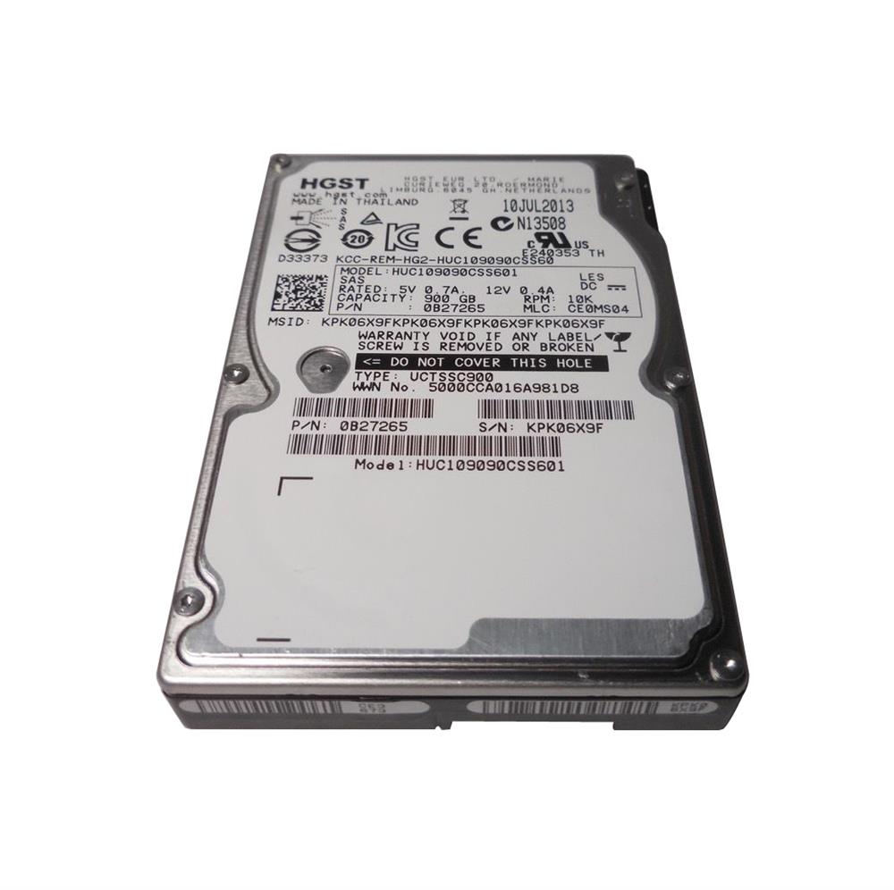 0B27265 HGST Hitachi Ultrastar C10K900 900GB 10000RPM SAS 6Gbps 64MB Cache (TCG) 2.5-inch Internal Hard Drive