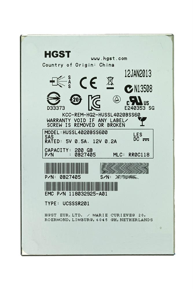 Hitachi Ultrastar SSD400S.B Series Solid State Drive