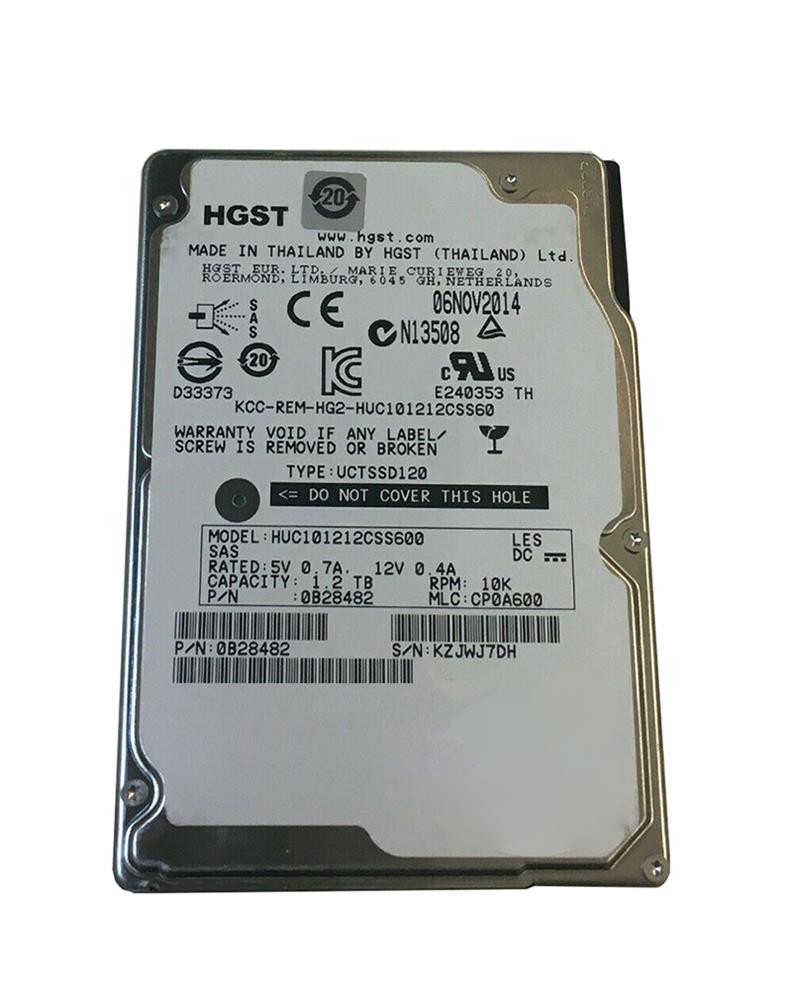 0B28482 HGST Hitachi Ultrastar C10K1200 1.2TB 10000RPM SAS 6Gbps 64MB Cache 2.5-inch Internal Hard Drive