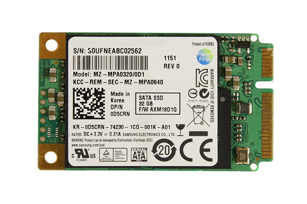 0D5CRN Dell 32GB MLC SATA 3Gbps mSATA Internal Solid State Drive (SSD)