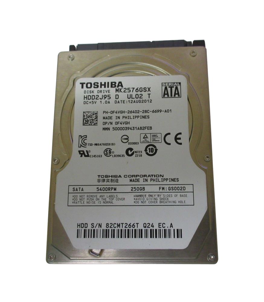 0F4VGH Dell 250GB 5400RPM SATA 3Gbps 8MB Cache 2.5-inch Internal Hard Drive for Latitude E5420 Laptops