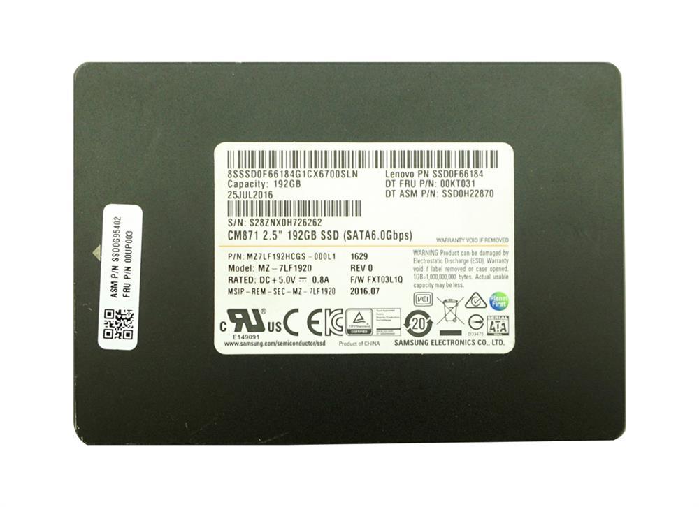 0F66184 IBM 192GB TLC SATA 6Gbps 2.5-inch Internal Solid State Drive (SSD)