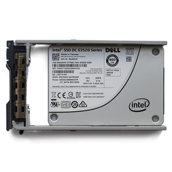 0K49V9 Dell 800GB MLC SATA 6Gbps Read Intensive 2.5-inch Internal Solid State Drive (SSD) with Tray