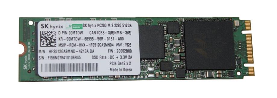 0MTDW Dell 512GB PCI Express NVMe M.2 2280 Internal Solid State Drive (SSD)