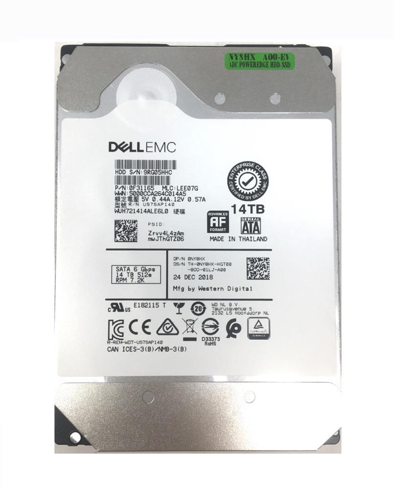 0NY8HX Dell 14TB 7200RPM SATA 6Gbps 512MB Cache (ISE / 512e) 3.5-inch Internal Hard Drive