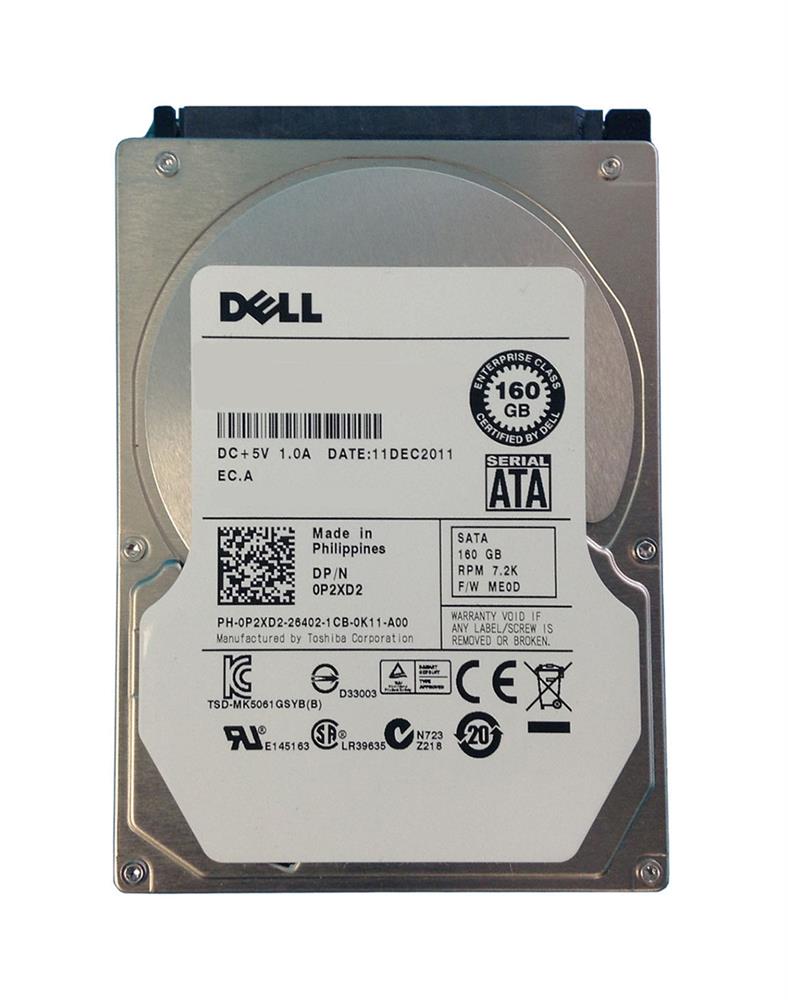 0P2XD2 Dell 160GB 7200RPM SATA 3Gbps 16MB Cache 2.5-inch Internal Hard Drive
