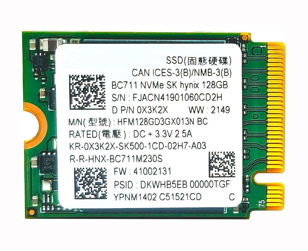 0X3K2X Dell 128GB Triple-Level Cell PCI Express NVMe 3.0 x4 SSD