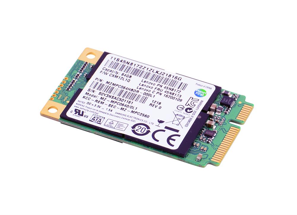 16200109 Lenovo 64GB MLC SATA 3Gbps mSATA Internal Solid State Drive (SSD)