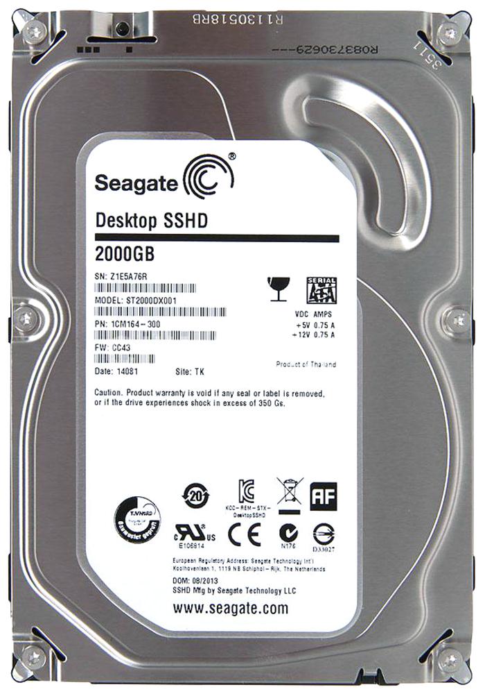 1CM164-300 Seagate Desktop SSHD 2TB 7200RPM SATA 6Gbps 64MB Cache 8GB SSD 3.5-inch Internal Hybrid Hard Drive