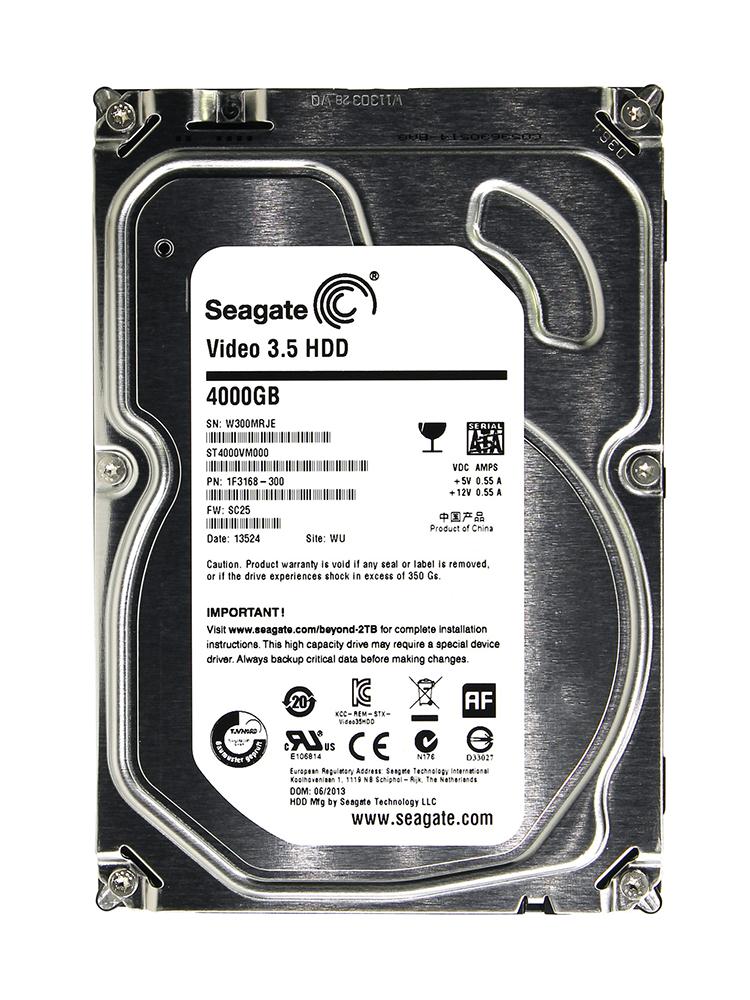 1F3168-300 Seagate Video 3.5 4TB 5900RPM SATA 6Gbps 64MB Cache 3.5-inch Internal Hard Drive