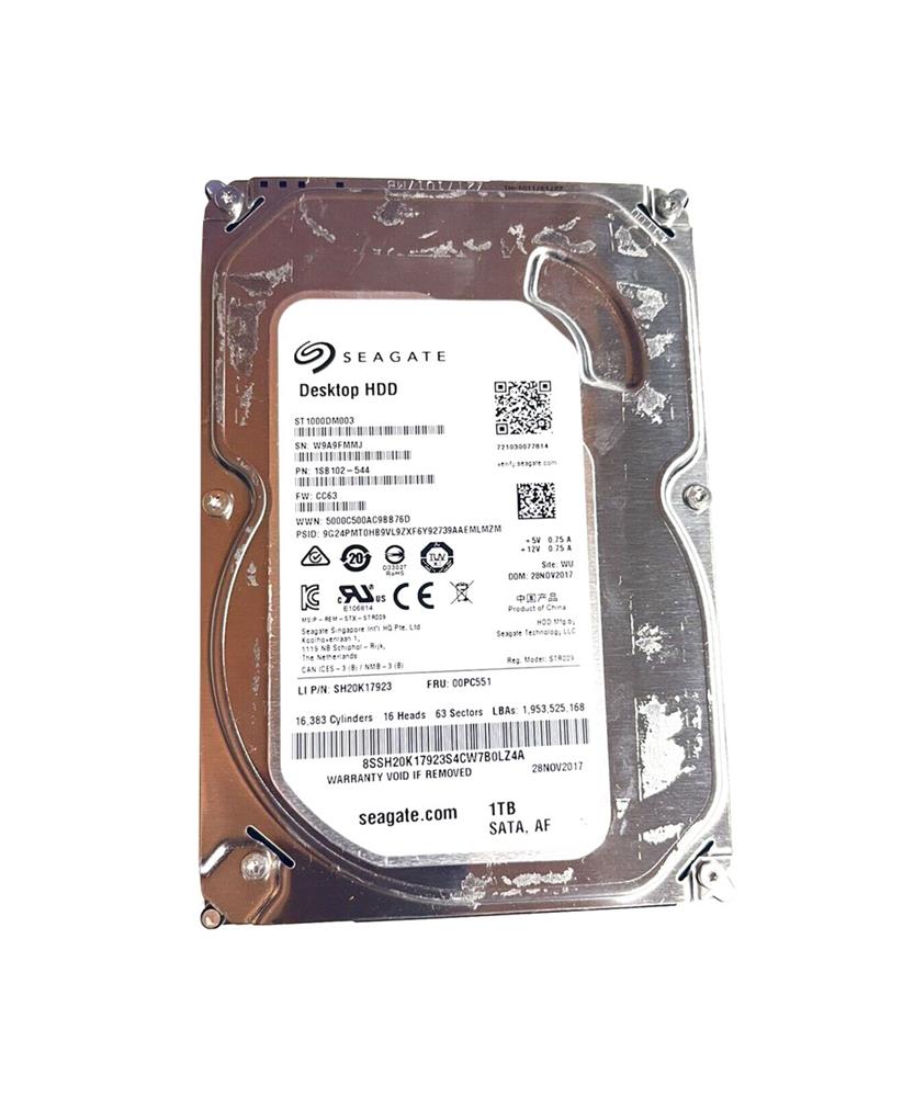 1SB102-543 Seagate Barracuda 1TB 7200RPM SATA 6Gbps 64MB Cache 3.5-inch Internal Hard Drive
