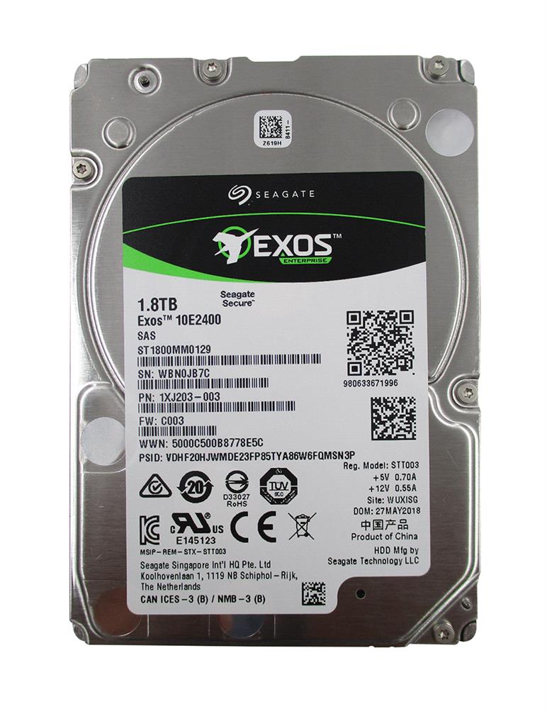 1XJ203-004 Seagate Exos 10e2400 Series 1.8TB SAS 12Gbps 10000RPM (512e/4kn) 256MB Cache Internal Hard Disk Drive