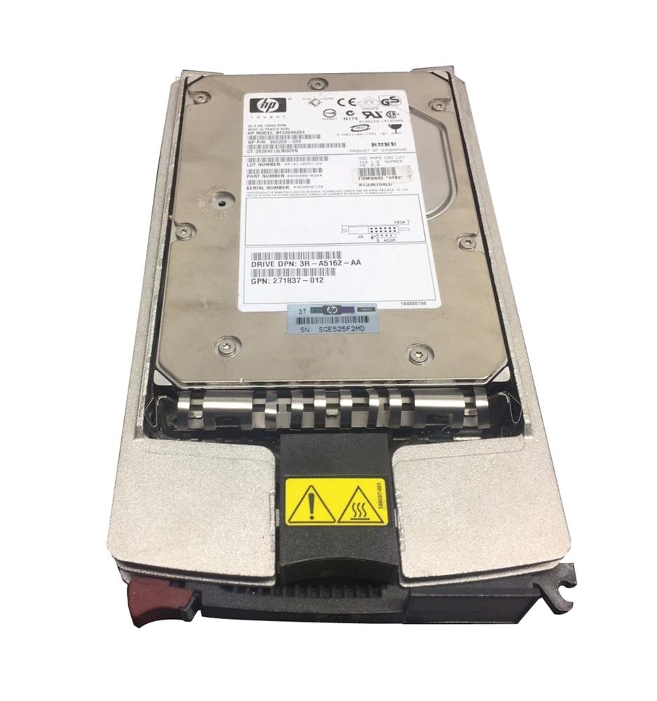 271837-012 HP 36.4GB 15000RPM Ultra-320 SCSI 80-Pin LVD Hot Swap 3.5-inch Internal Hard Drive with Tray