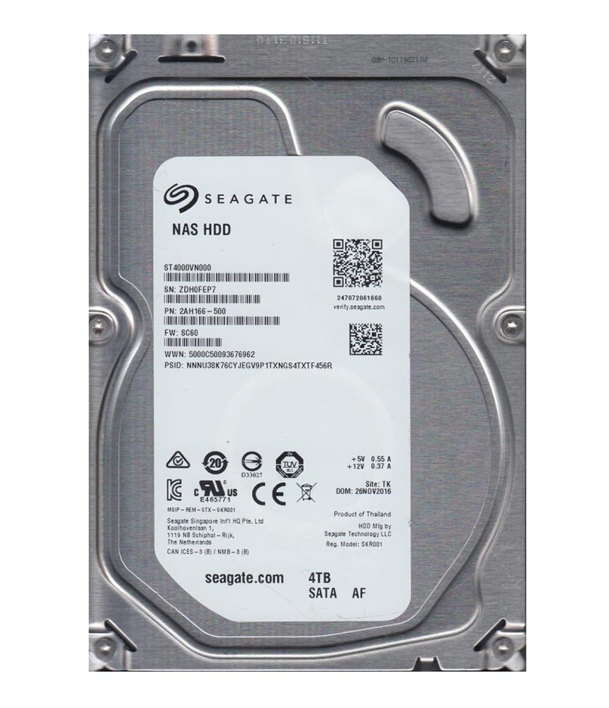 2AH166-500 Seagate NAS HDD 4TB 5900RPM SATA 6Gbps 64MB Cache 3.5-inch Internal Hard Drive