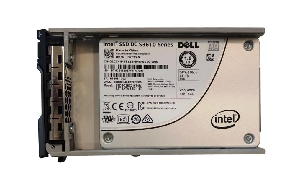 SSDSC2BX016T4R Dell 1.6TB S3610 MLC SATA 6Gbps 2.5-inch Internal Solid State Drive (SSD)