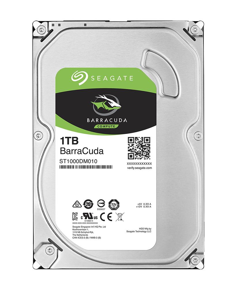 2EP102-500 Seagate BarraCuda 1TB 7200RPM SATA 6Gbps 64MB Cache (4K) 3.5-inch Internal Hard Drive