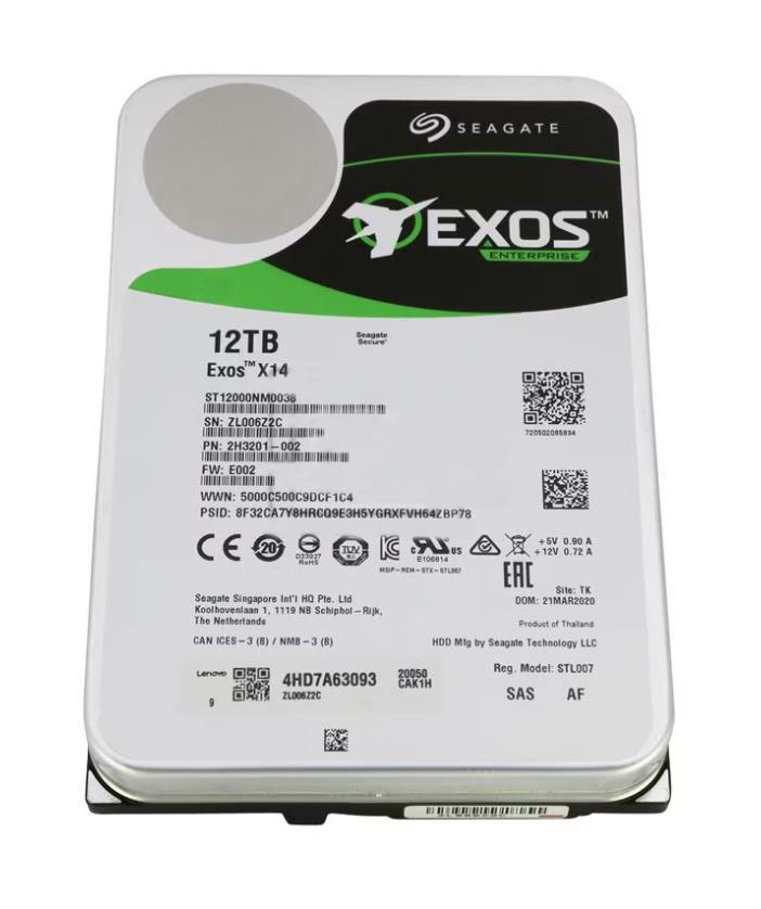 2H3201-002 Seagate Exos X14 Series 12TB 7200RPM SAS 12Gbps 256MB Cache (512e) 3.5-Inch Enterprise Hard Drive