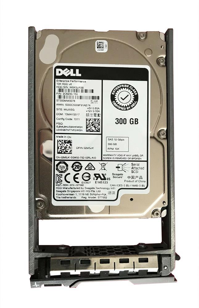 2M5JK Dell 300GB 10000RPM SAS 12Gbps Hot Swap 64MB Cache (512n) 2.5-inch Internal Hard Drive with Tray