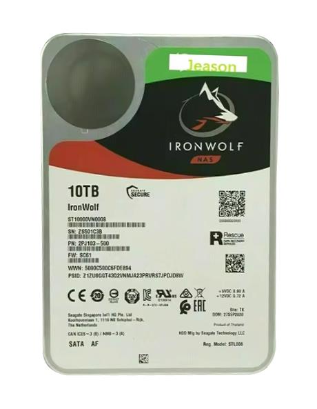 2PJ103-500 Seagate Ironwolf 10TB 7200RPM SATA 6Gbps 256MB Cache 3.5-Inch NAS Hard Drive
