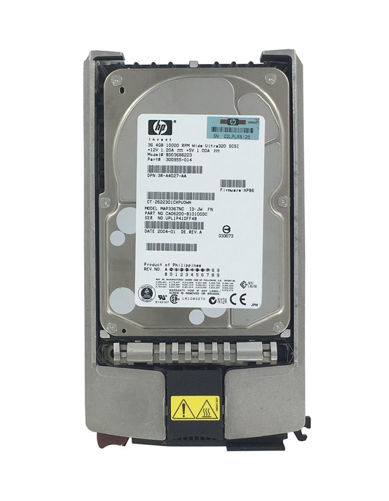 300955-014 HP 36.4GB 10000RPM Ultra-320 SCSI 80-Pin LVD Hot Swap 3.5-inch Internal Hard Drive