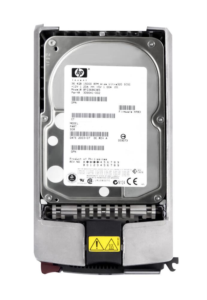 306641-002 HP 36.4GB 15000RPM Ultra-320 SCSI 80-Pin LVD Hot Swap 3.5-inch Internal Hard Drive