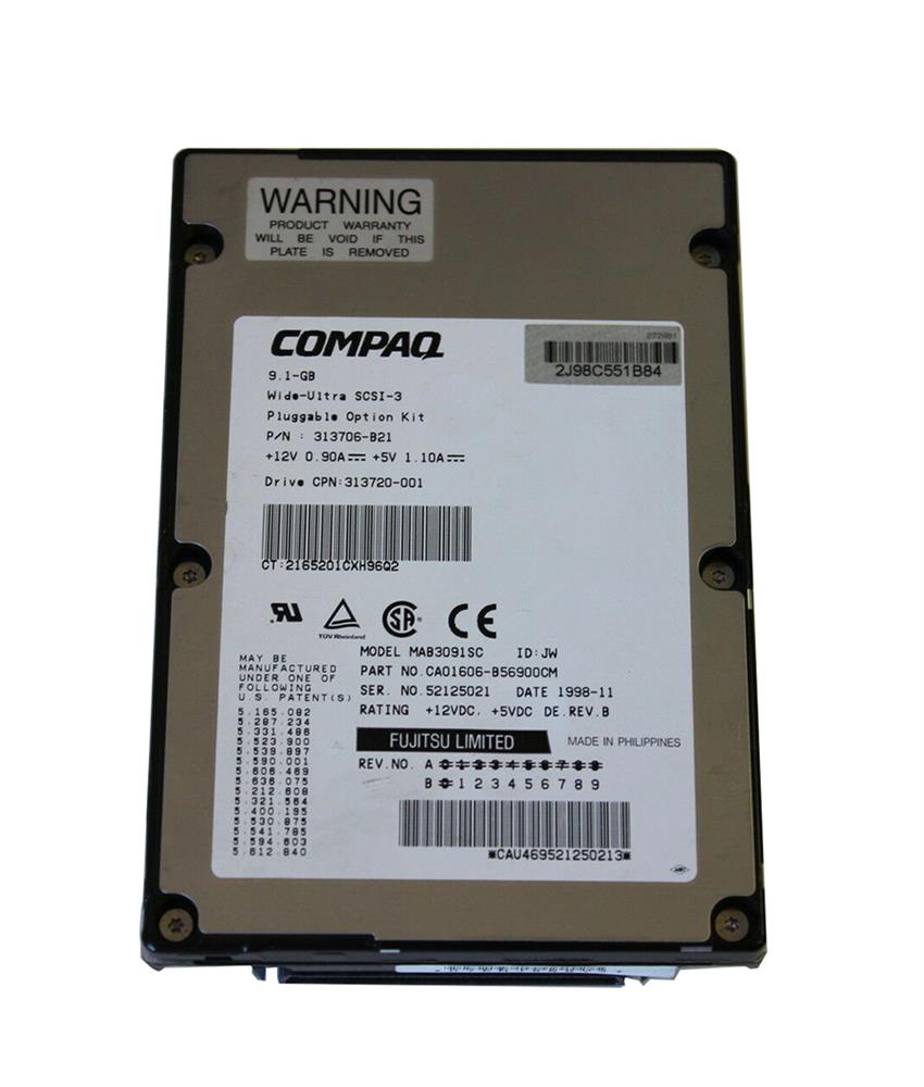 313706-B21 Compaq 9.1GB 7200RPM Ultra-2 SCSI Wide Hot Swap 80-Pin 3.5-Inch Internal Hard Drive