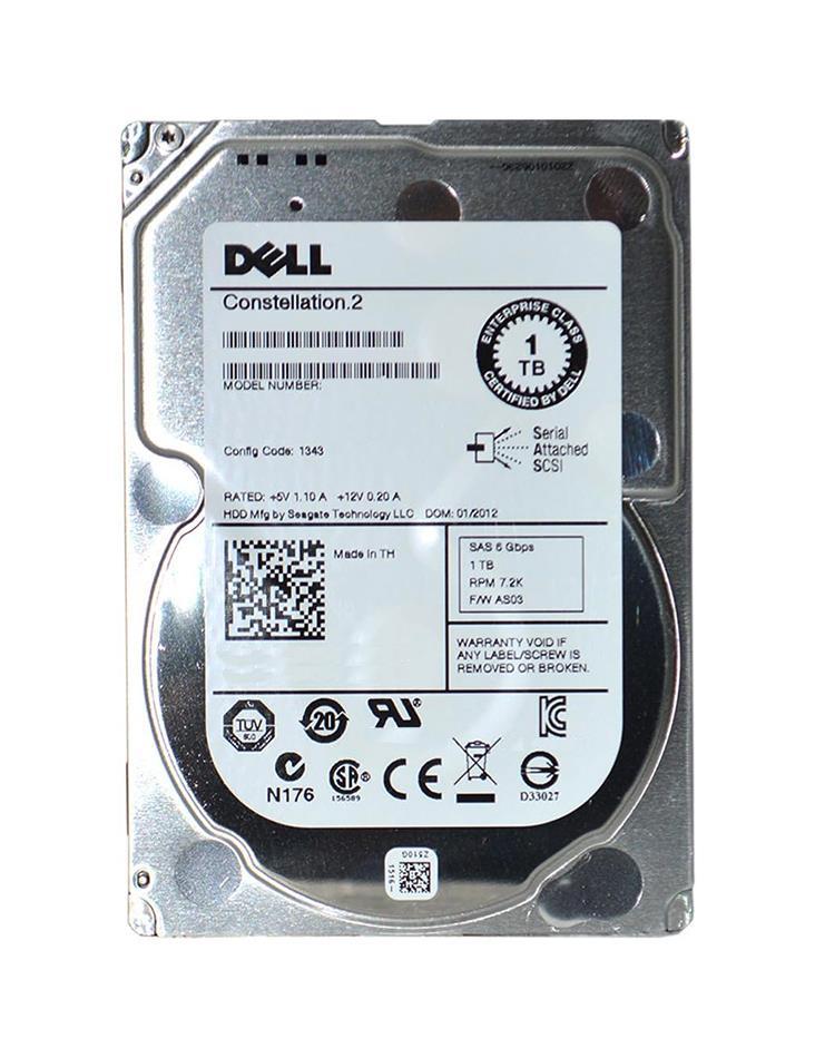 342-0896 Dell 1TB 7200RPM SAS 6Gbps Nearline Hot Swap 3.5-inch Internal Hard Drive with Tray for PowerEdge Server