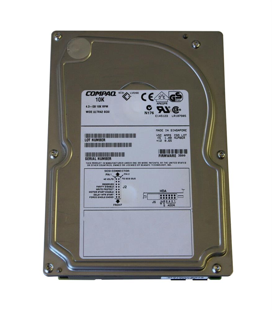 349533-001 Compaq 4.3GB 7200RPM Ultra2 Wide SCSI 68-Pin 3.5-inch Internal Hard Drive