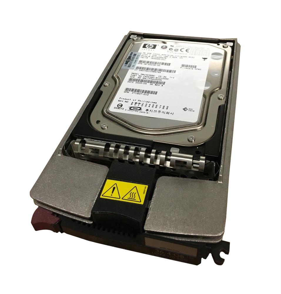 365699-001 HP 36.4GB 15000RPM Ultra-320 SCSI 80-Pin LVD Hot Swap 3.5-inch Internal Hard Drive with Tray