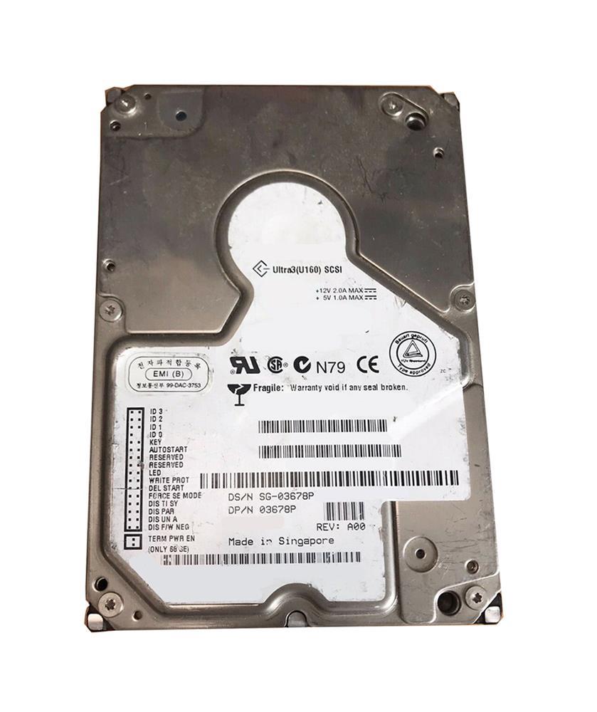3678P Dell 36GB 10000RPM Ultra-160 SCSI 80-Pin Hot Swap 3.5-inch Internal Hard Drive