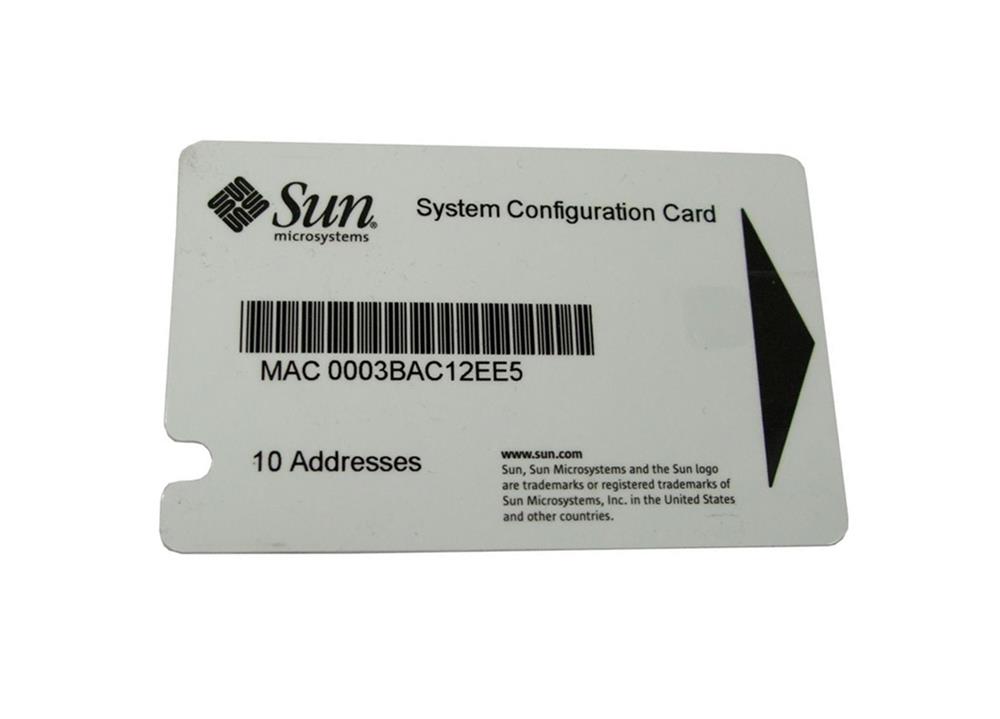 371-0795 Sun System Configuration Card with 10 MAC Addresses for Sun Fire V210/V240