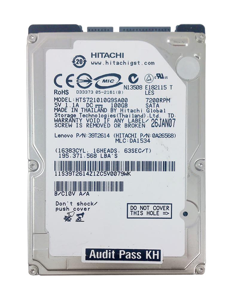 39T2614 IBM 100GB 7200RPM SATA 1.5Gbps 8MB Cache 2.5-inch Internal Hard Drive for ThinkPad