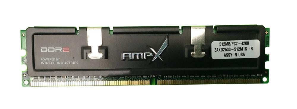 3AXD2533-512M1S-R Wintec AMPX 512MB PC2-4200 DDR2-533MHz non-ECC Unbuffered CL4 240-Pin DIMM Memory Module with Heatsink