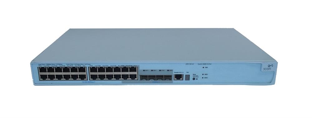 3CR17761-91 3Com 4500G 24-Ports RJ-45 1Gbps 10/100/1000 Gigabit Ethernet Stackable Layer3 Managed Switch with 2x Expansion Slots and 4x SFP (mini-GBIC) Ports (Refurbished)