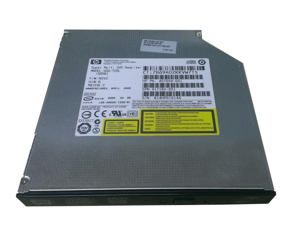 407094-001 HP 8x DVD+R/RW Super Multi Double-Layer Dual Format LightScribe IDE Optical Drive for HP Pavilion DV2000/9000/8000 Series Notebook