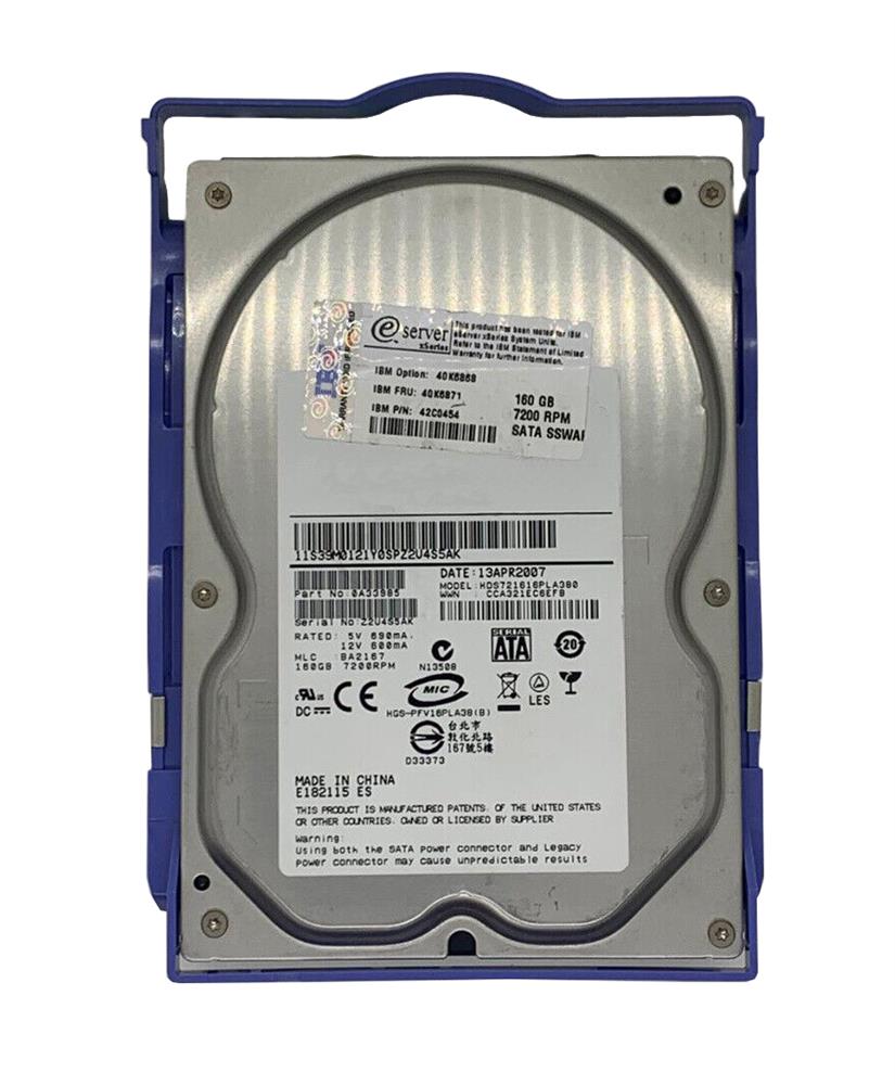 40K6868 IBM 160GB 7200RPM SATA 3Gbps 8MB Cache 3.5-inch Internal Hard Drive